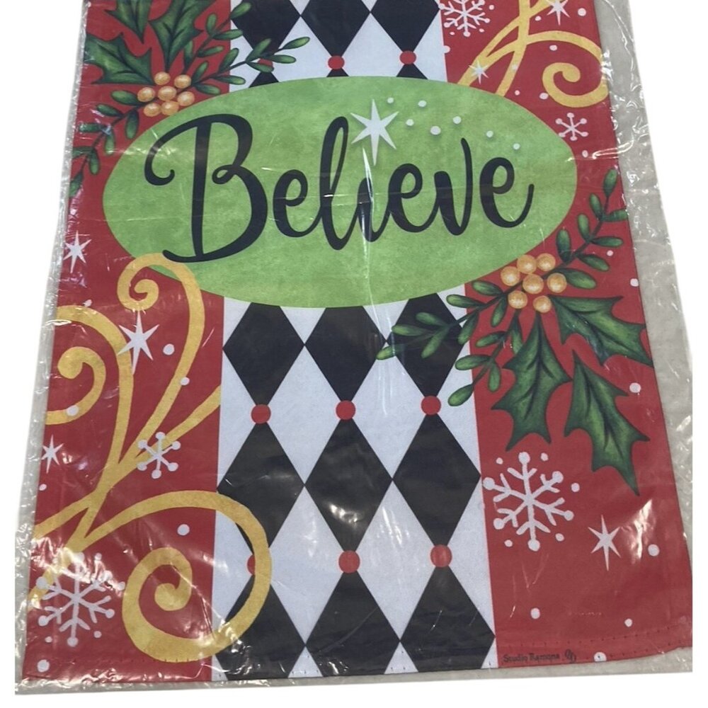 Believe Christmas Garden Flag Holiday Party Banner Festive Winter Home Decor New